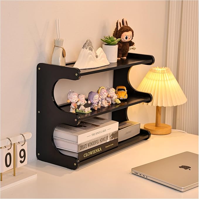 3 Tier Bookshelf for Desktop, Storage Rack, Desktop Organization