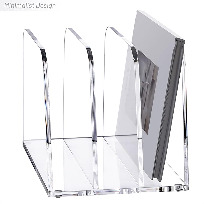 YUXUN Desk File Organizer,3-Section Vertical Clear Acrylic Desk Organizer File Holder Mail Sorter Office Organization for Office Home &Classroom（B5）
