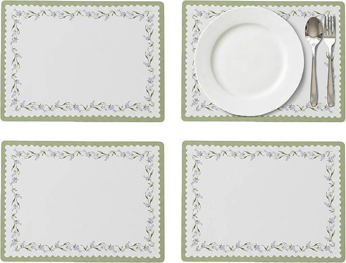 Pimpernel Lavandula Placemats, Set of 4 - Heat Resistant Rectangular Table Mats with Lavender Floral Artwork, Decorative Dining Placemats for Home Entertaining & Daily Use Table Settings (12" x 16")