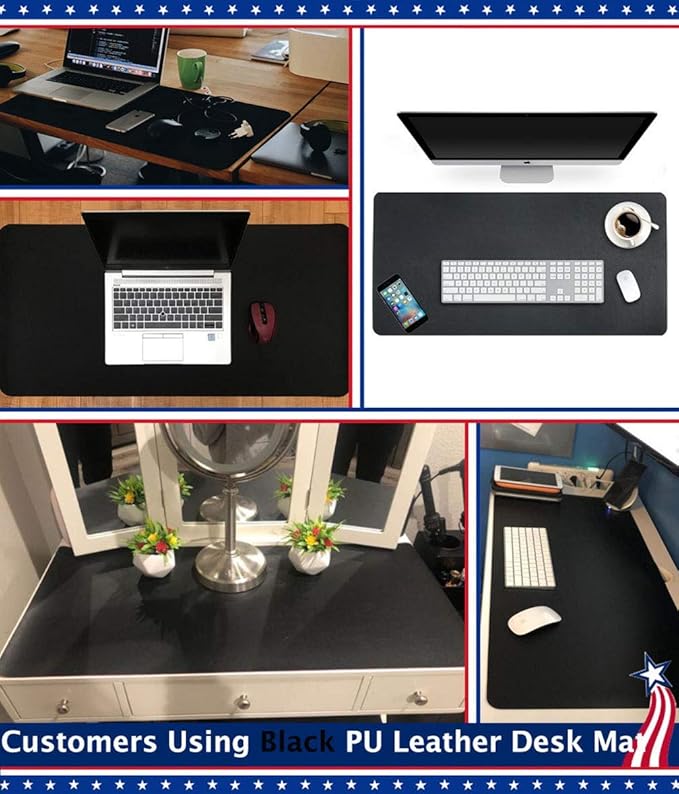 17 X 36 Inch Office Desk Pad Table Protector on Top of Desks PU Leather Desk Blotter Laptop Computer Gaming Under Keyboard Mouse Pad Waterproof Writing Mat Desktop Cover for Women Men Kids Girls White