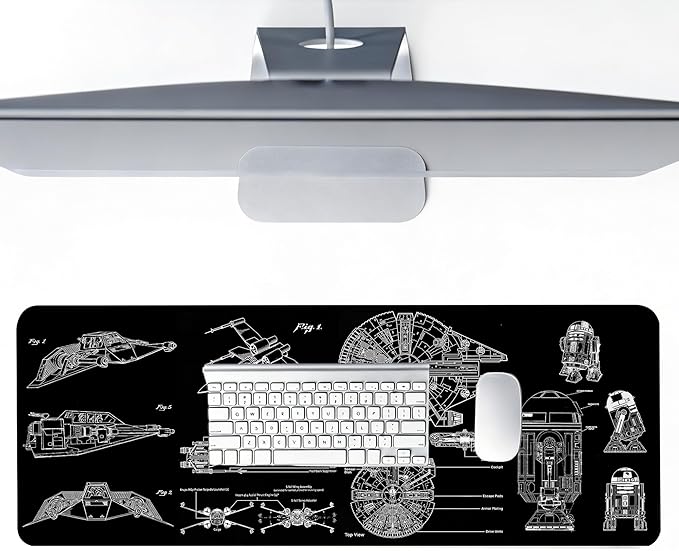 Large Gaming Mouse Pad, Desk Mat Extended XXL Keyboard Desk Pad with Non-Slip Base, 31.5x11.8 inch Black Gamer Mousepad for Office, Home & Gaming Room Decor (Spaceship Sci-f-3)