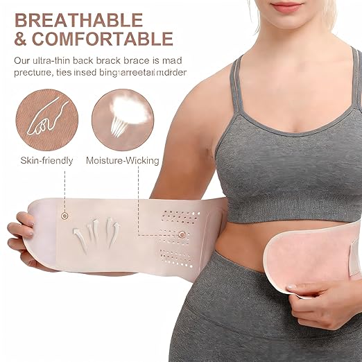 RANDY SUN Lower Women Back Brace for Office - Breathable Mesh Posture Corrector, Adjustable Straps for Custom Fit, Invisible Under Clothes, Pain-Free All Day Wear, Pink, Medium