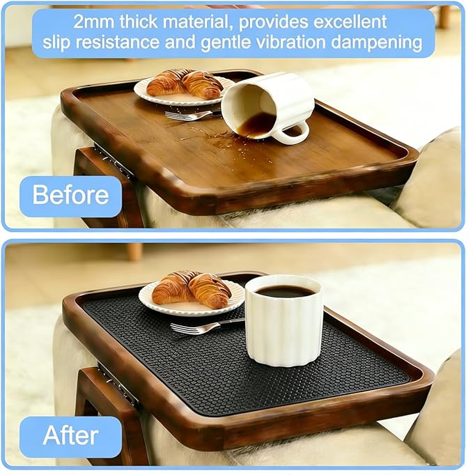 Non-Slip Pad & Non-Slip Gasket - 10 x 7.5 Inch Black Reusable Rubber Table Mat, Dishwasher Safe, Perfect for Furniture, Guitars, Walkers and Pet Bowls (Black, 10 in x 7.5 in)
