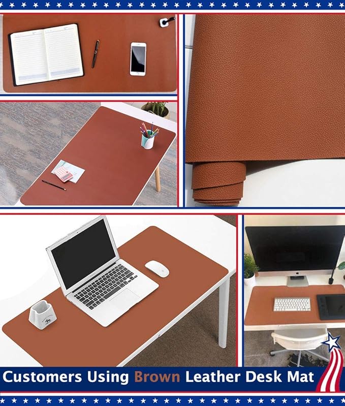 Desk Protector Blotter Pad on Top of Desks PU Leather Office Desk Writing Mat Computer Laptop Gaming Under Keyboard Mouse Pad Desk Decor Accessories Organizer for Women Men Kids Black 16 X 32 Inches