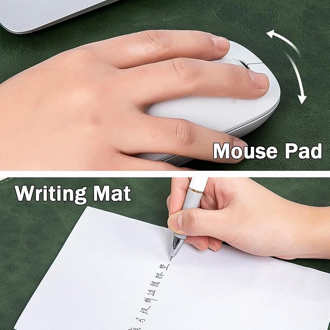 Leather Edge-Locked Desk Pad with Edge Protector, Non-Slip Large Office Computer Mouse Mat, Waterproof Desk Blotter Table Protective Pad for Writing Work (Grey,27.6"x12.6")