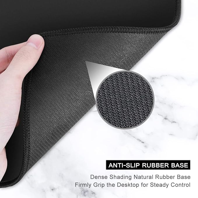 Auhoahsil Large Mouse Pad, XXL Desk Pad, Extened 35" x 15", Non-Slip Rubber Base, Stitched Edges, Superior Surface, Waterproof Keyboard Mat, Large Mousepad for Gamer, Office & Home, Dark Blue Marble