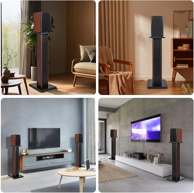 35.4 Inch (90CM)- Pair- Wood Speaker Stands for Home-Cinema HiFi Desktop and Satellite Speakers Monitor Stands, Enhanced Audio Listening Experience for Home Theaters