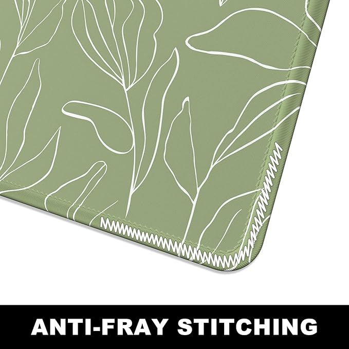 BosoBo Large Gaming Desktop Mat - XXL XXL Full Cover 35.5 x 15.7 Inches, Minimalist Green Leaf