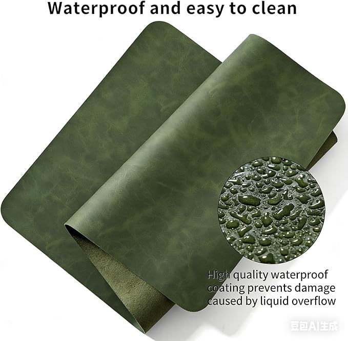 Distressed Leather Desk Mat - Non-Slip PU Leather Desk Pad Protector - Large Waterproof Mouse Pad Computer Keyboard Desk Mat Desk Accessories for Office & Home (Forest Green, 31.5"x 15.7")