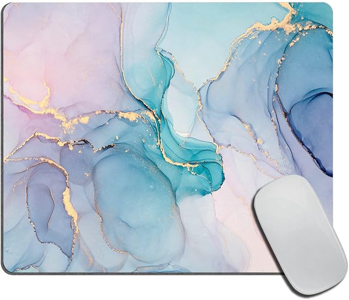 Mouse Pad, Blue Marble Mouse Pad, Mouse Mat Square Mouse Pad Non Slip Rubber Base MousePads for Office Laptop Pretty Marble, 9.5"x7.9"x0.12" Inch