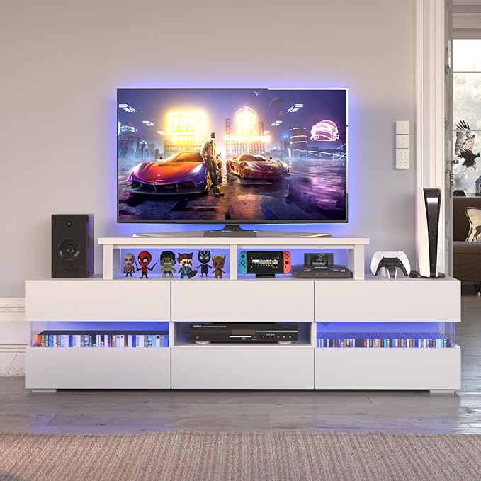 YAOHUOO 45" Large TV Riser for 32-60 inch TV, TV Riser Stand Shelf with Steel Legs, Tabletop TV Stand Riser for Home Office,White