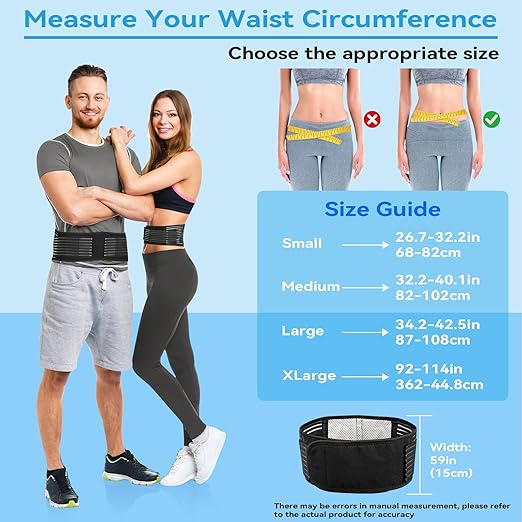 Back Support with Magnet, Tourmaline Magnetic Back Braces for Lower Back Pain Relief, Self Heating & Soothing Waist Band, Lumbar Support Belt for Herniated Disc/Sciatica (X-Large)