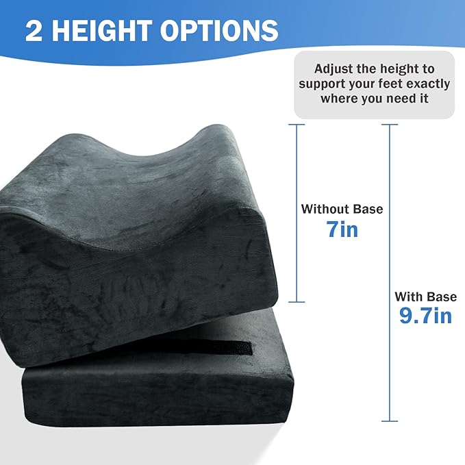 Foot Rest for Under Desk, Adjustable Height Ergonomic Footstool for Office Chair and Gaming Chair, Supports Feet and Legs to Relieve Back Hip Fatigue, Anti-Slip Bottom