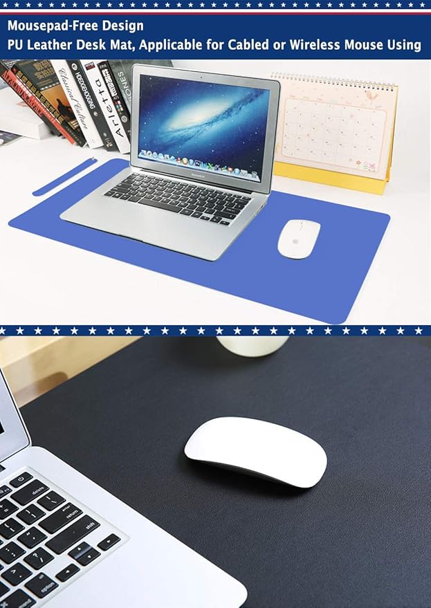 Desk Mat PU Leather Blotter Pad for Desktop on Top of Office Computer Laptop Writing Gaming Décor Accessories Table Topper Protector Under Keyboard Mousepad Pads Waterproof Pink Large XL 24 X 36 Inch