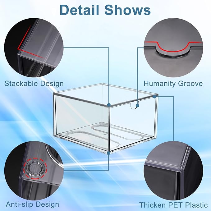 BTSKY Clear 3 x 5 Inch Index Card Storage Drawer Plastic Index Card Box for Office Desk Notecard Box Recipe Flashcards Holder , Recipe Notecard Storage Box Photo Holder Organizer