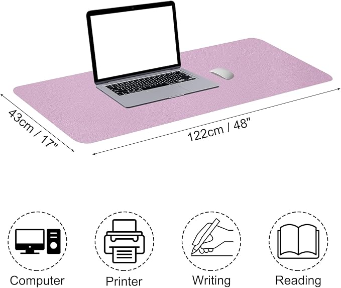 Patikil Desk Mat, 48"x17" Non-Slip Waterproof PU Leather Desk Pad, Dual Sided for Office/Home - Purple