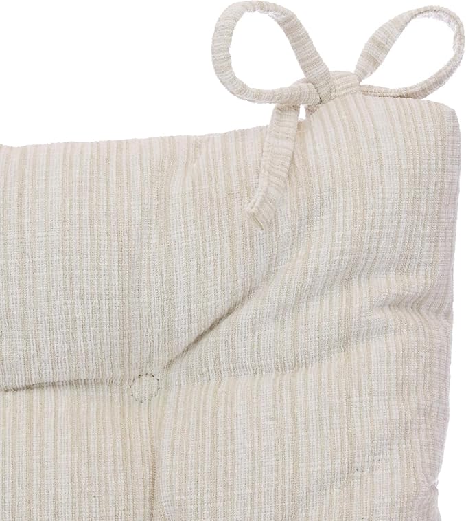 Klear Vu The Gripper Non-Slip Rocking Chair Cushion Thick, Includes Seat Pad & Back Pillow with Ties for Indoor Living Room Rocker, 17x17 Inches, 2 Piece Set, Cream
