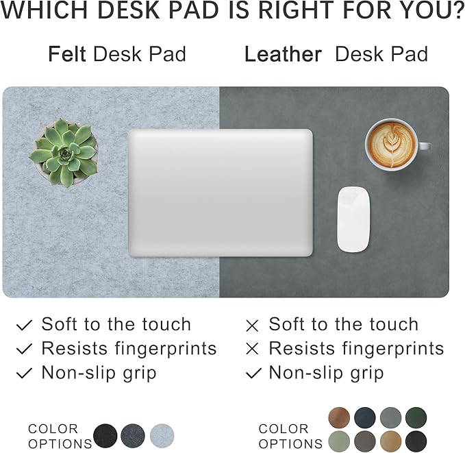 Felt Desk Mat,Large Mouse Pad Desk Mat for Office & Home,Non-Slip Desk Blotter,Felt Desktop Mat for Laptop,Computer,Writing 27.6"x13.8" Light Gray
