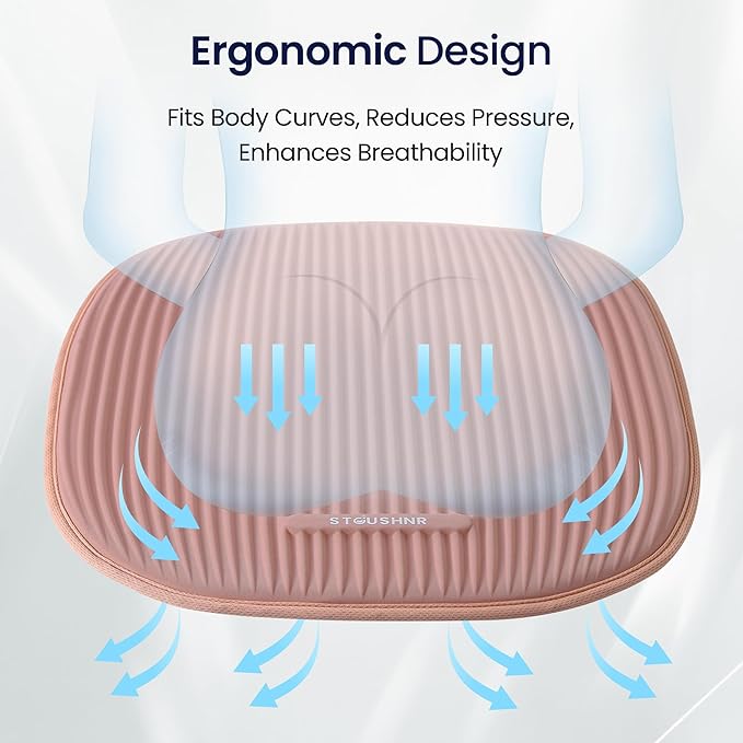 Gel Seat Cushion for Long Sitting,3-Second Cooling Pressure Relief Pillow for Car Seat & Office Chair,Back,Tailbone,Coccyx Comfort Support Seat Pad (Pink)