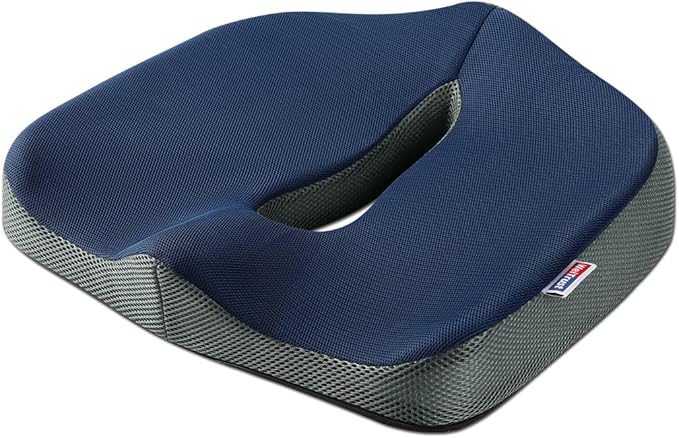 Seat Cushion for Tailbone Pain Relief, Memory Foam Coccyx Cushion for Office Chair & Car, Ergonomic Chair Pad with Non-Slip Cover & Handle, Sciatica Relief for Gaming Chair (Blue)