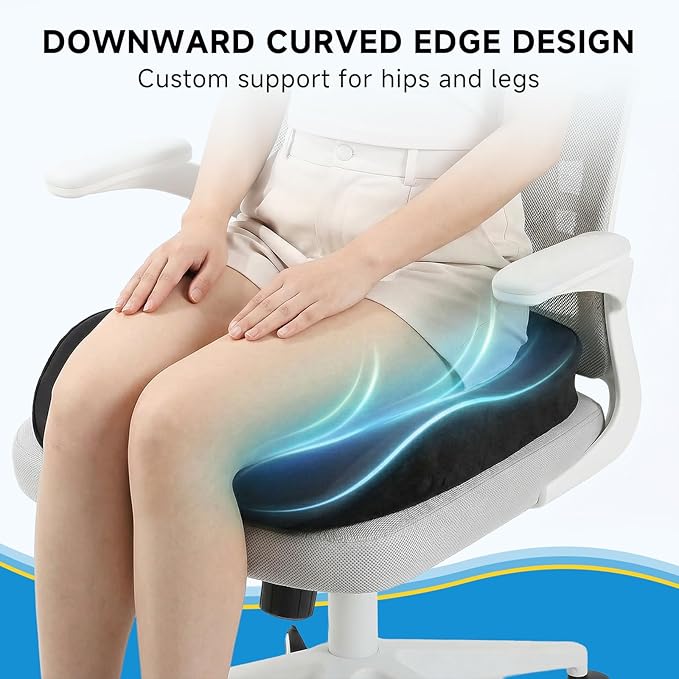 Seat Cushion for Office Chair - Cooling Honeycomb & Memory Foam 17.3" x 2.75" Tailbone Pain Relief Cushion, Ergonomic Desk Chair & Car Seat Cushion for Sciatica, Body Positioner