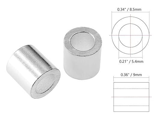50pcs 3/16 Inch Aluminum Crimping Stop Sleeve for Wire Rope and Cable, Round Hole Type