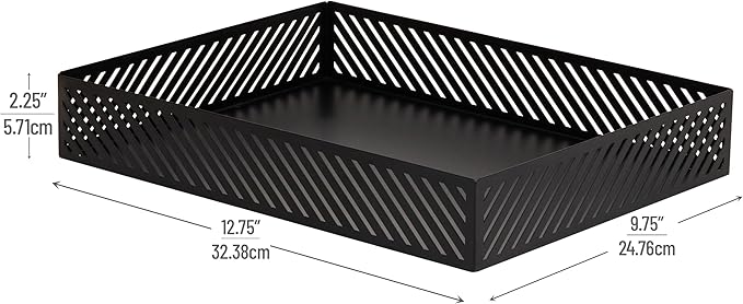 Mind Reader Metal Letter Size Paper Tray, Desktop Document Organizer with Non-Slip Pads, Office Desk Accessory Tray, Metal, Black