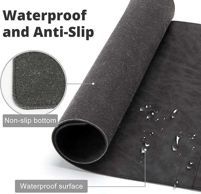 Magnetic Wireless Charging Desk Mat, Office Large Office Mouse Pad, Microfiber Leather Mouse Mat with Ultra-Smooth Surface, Waterproof Computer Keyboard Desk Mat for Office & Home, Laptop, Gray