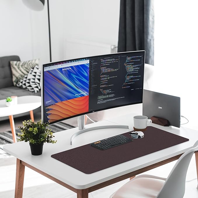 Leather Desk Pad Protector,Non-Slip Desk Pad,on-Slip PU Leather Large Mouse Pad,Easy Clean Desk Protecor Mat,Writing Pad for Office Work/Home/Decor(Grayish Lavender, 35.4" x 17")