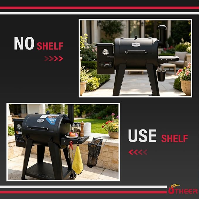 Heavy Duty Serving Tray Side Shelf for Pit Boss 700 820 Series pellet grill, Easy-Check Fit Accessory for Outdoor Cooking or Use