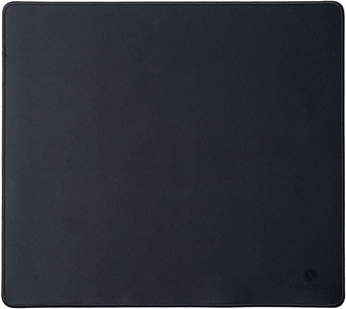 Keychron Large Gaming Mouse Pad 17.7 × 15.7 inch (450 × 400 mm), Ample Space for Mouse Movement, Smooth Micro-Weave Surface for Optical Mice, Non-Slip Rubber Base, Stitched Edges - Black
