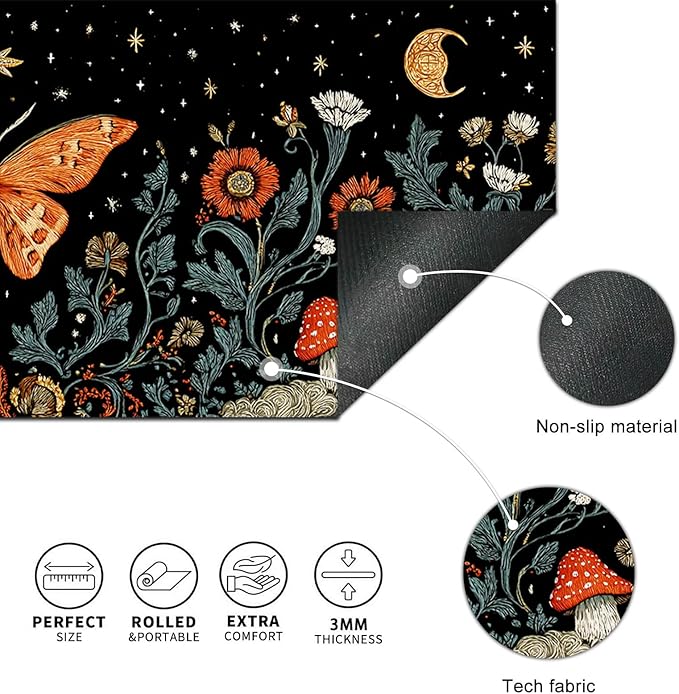 HOMETITUTE XL Mouse Pad 31.5 x 11.8 Inch Vintage Butterfly and Moon Design Large Desk Mat Extended Gaming Mousepad Non Slip Waterproof Desk Pad Keyboard Mat Computer Accessories for Office Home