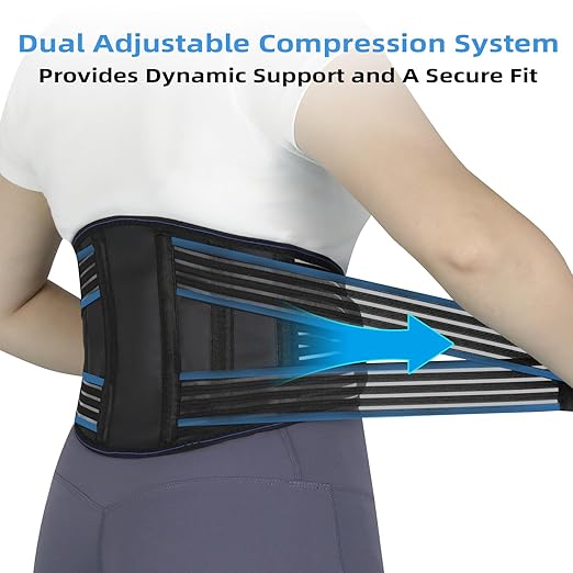 Back Brace for Lower Back Pain Relief - Adjustable Breathable Lumbar Support Belt with 6 Reinforced Steel Stays for Men & Women, Sciatica, Herniated Disc, Scoliosis & Muscle Support (Black, X-Large)