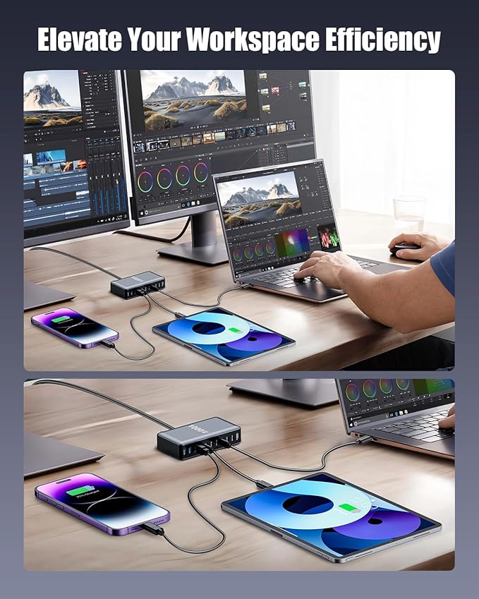 USB C Charger 1000W USB C Charger Block,Upgraded GaN IV 10-Port Charging Station Hub,Travel Essentials 140W Fast Charging Laptop Adapter for MacBook Pro/Air,DELL,Steam Deck,iPhone 17/16,Galaxy S25/24
