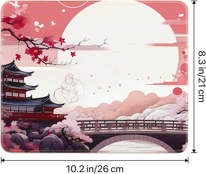 FreeNook Japanese Small Gaming Mouse Pad 10.2 x 8.3 in Computer Mouse Pad Anime Gaming Mousepad, Expanded Architecture Cute Desk Pad with Nop-Slip Suitable for Home Office