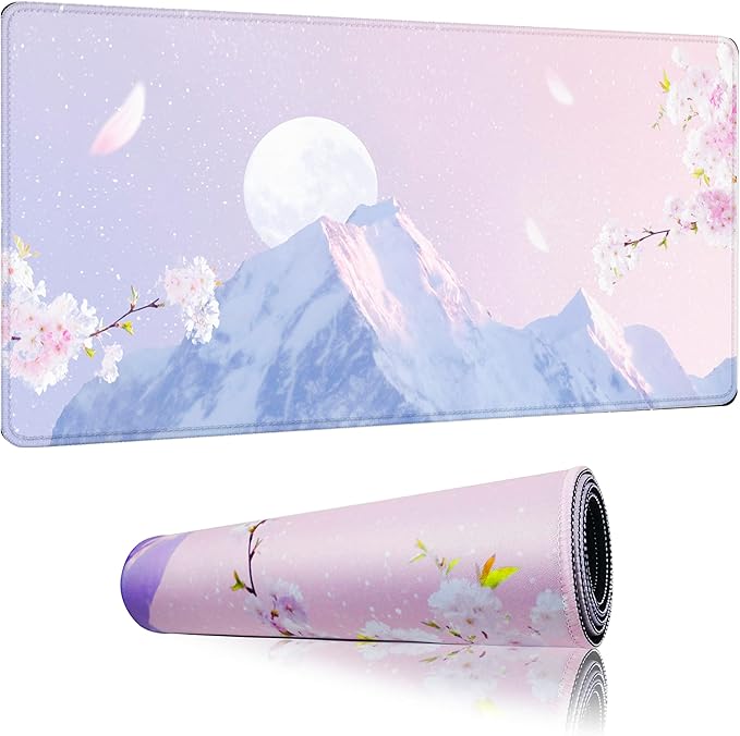 Pink Mouse Pad Large XXL Mousepad 34.65" x 15.75" Extended Gaming Desk Pad Laptop Computer Mousepad with Non-Slip Rubber Stitched Edges for Office, Work, Game