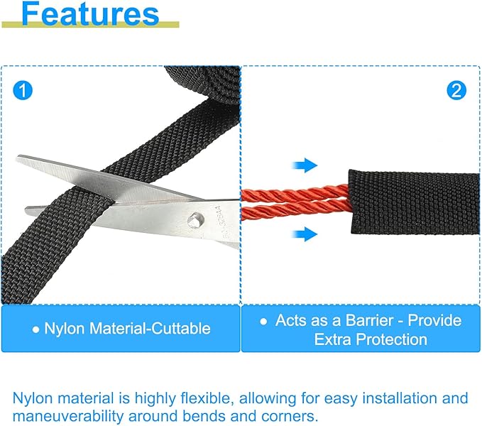 PATIKIL 0.5" Dia 10FT Nylon Protective Hose Sleeve, Cable Cover Sheath Protection for Welding Tig Torch Hydraulic Hose, Black