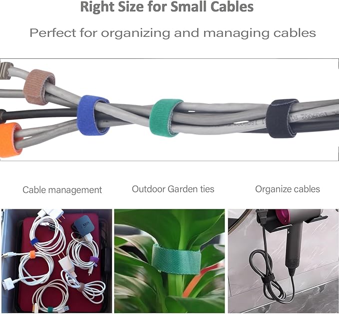 Patu Reusable Fastening Cable Ties - 30 Pcs 4 Inch Microfiber Cloth Hook and Loop Cord Management Wire Organizer Straps, Assorted Colors