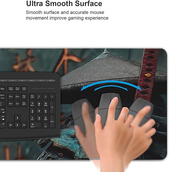 Large Extended Gaming Mouse Pad with Stitched Edges, (35.4X15.7In) Durable Non-Slip Natural Rubber Base, Waterproof Computer Keyboard Pad Mat for Esports Pros/Gamer/Desktop/Office/Home (C)