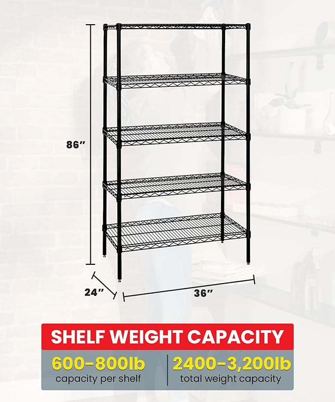 Quantum Storage Systems Wire 5 Shelf Starter KIT Black 86in