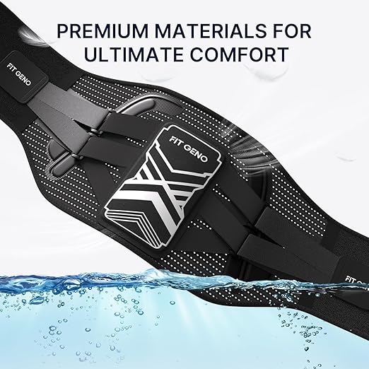 Fit Geno Back Brace for Lower Back Pain Men & Women: Adjustable Lumbar Support Brace for Pain Relief - Breathable Waist Belt for Comfort - L/XL