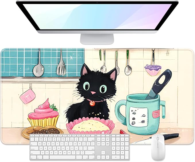 Desk Pad, 32" x 16" XXXL Extended Large Gaming Mouse Pad, Desktop Decor Desk Mat, Men Women Office Supplies and Accessories, Cute Anime Mouse Mat for Laptop & Keyboard, Cute Cat