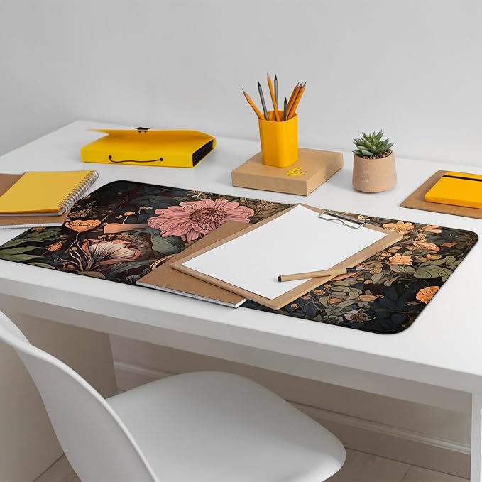 Gaming Mouse Pad with Anti-Slip Rubber Base, Extended Large Computer Mouse Mat with Stitched Edges, Long XL Anime Mousepad for Laptop and Keyboard, 31.5 x 11.8 inch (Wildflowers)