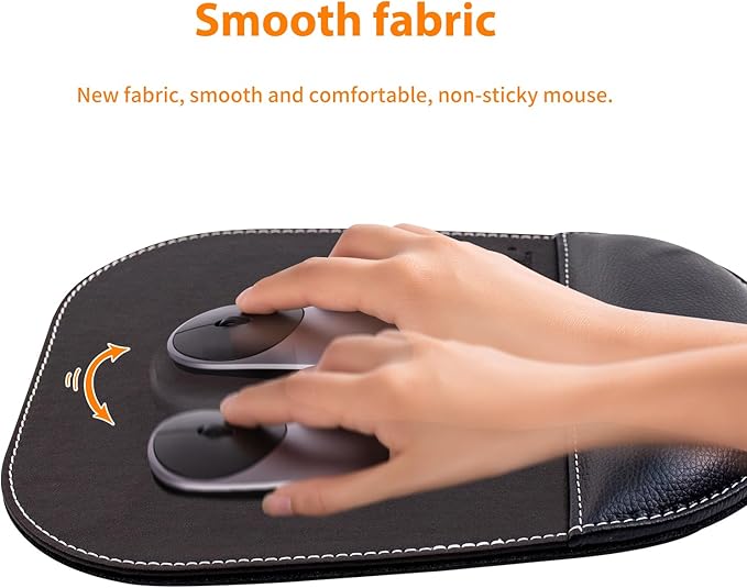Black Office Square Leather Mouse Pad with Wrist Rest Non-Slip Design, Business Style Gaming PU Mousepad for Learners, Workers &Computer Users. (S-Black)