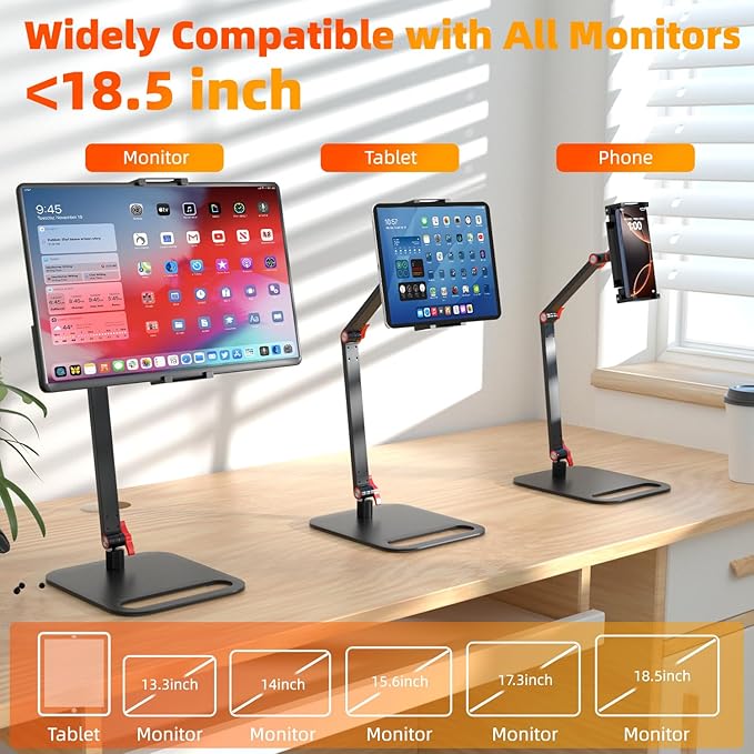 Vertical Portable Monitor Stand, Upgrade Knob Adjustment Portable Monitor Holder for 15.6 17.3 18.5 Inch Screen, Ergonomic Travel Monitor Mount, Tablet Stand for iPad 12.9‘’