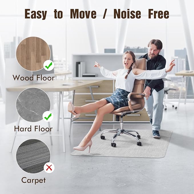 Blvornl Office Chair Mat for Hardwood Floor, 45"x 53" Desk Computer Chair Mat for Hard Wood and Tile Floor, Large Anti-Slip Hard Floor Protector Rolling Chair Mat, PVC Mat Desk Rug for Office Home