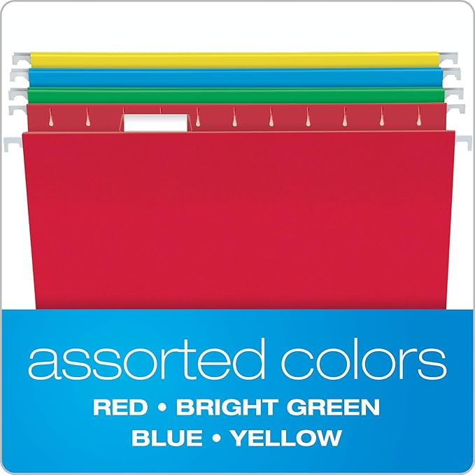 Pendaflex Hanging File Folder Combo Kit, 25 Hanging Folders with Tabs, 50 File Folders, Work from Home Starter Kit, Assorted, Letter Size (99199) (Pack of 5)