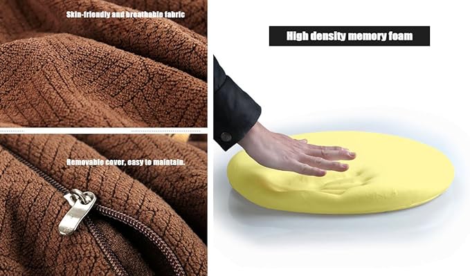 Sigmat Memory Foam Seat Cushion Anti-Slip Soft Round Stool Cushion Chair Pad 16 Inch Grey