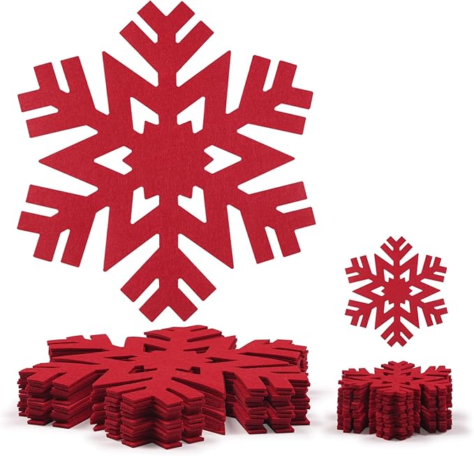 Noctiflorous Round Felt Placemats with Coasters Set of 12 Diameter 13 inch Non Slip Place Mats Heat Resistant Durable Tablemats Fall Table Decorations for Dining Table(Christmas Red, 12)