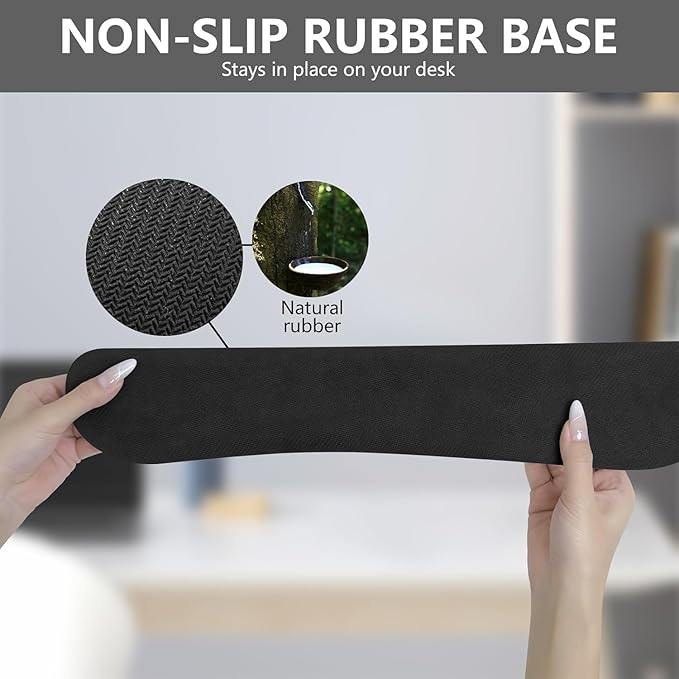 Bloss 2 Wrist Rest Support for Mouse Pad & Keyboard Set, Ergonomic Design Wrist Support Pad for Keyboard, Soft Memory Foam Desk Pads Support Hand and Arm Easy Typing Pain Relief - Black